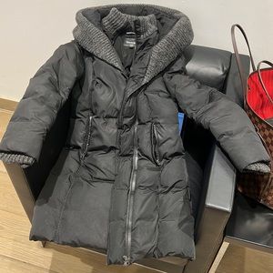 Mackage Black Long Winter Jacket Knit Details